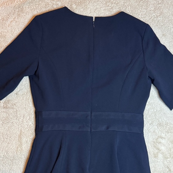 Calvin Klein Elegant Navy Midi Dress with mesh stripes sz 6 - Picture 13 of 14